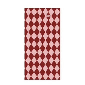 2026 Slim diary | Pink and Burgundy diamond pattern