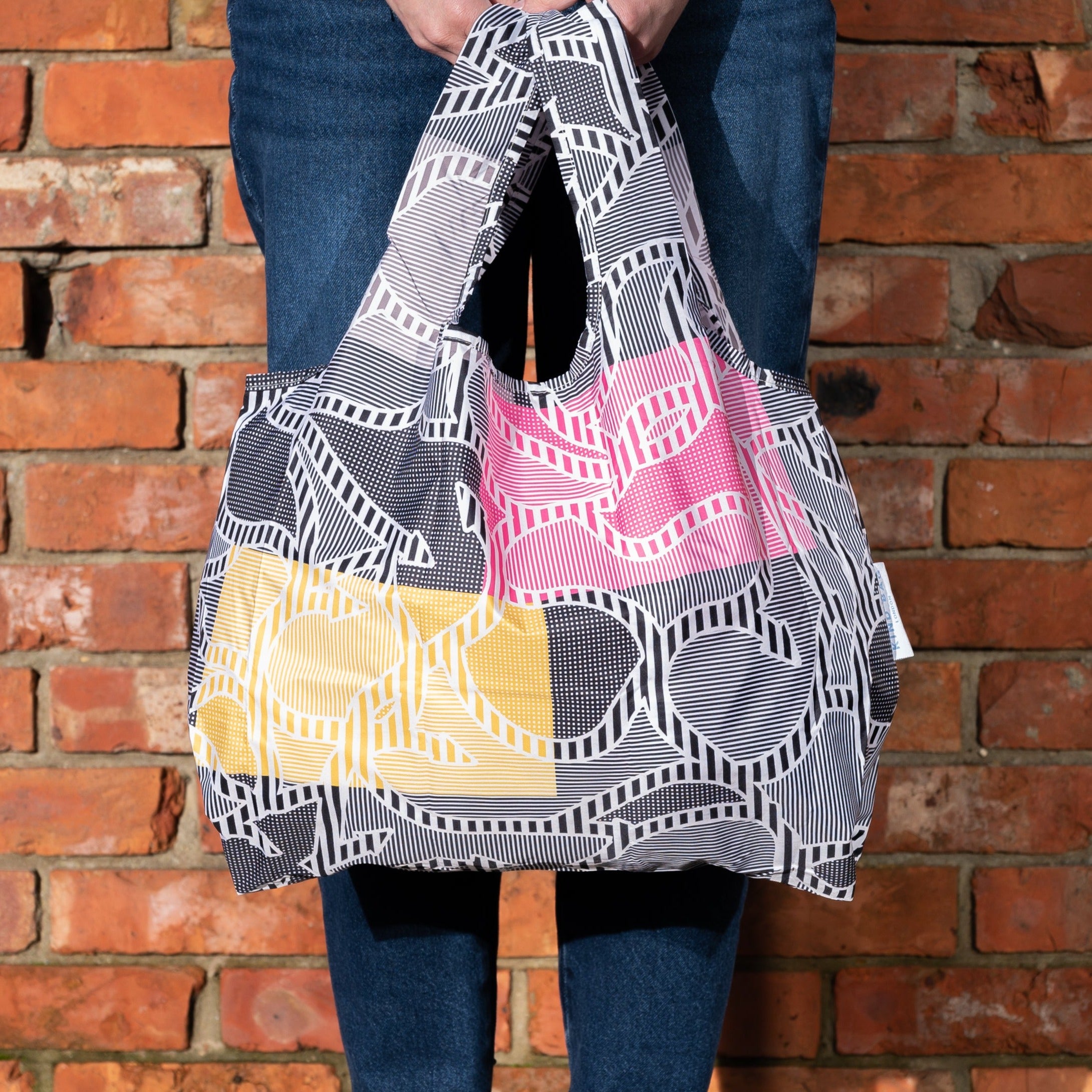 Sue Timney- Colour Block Arrow - Recycled Packable Shopping Bag
