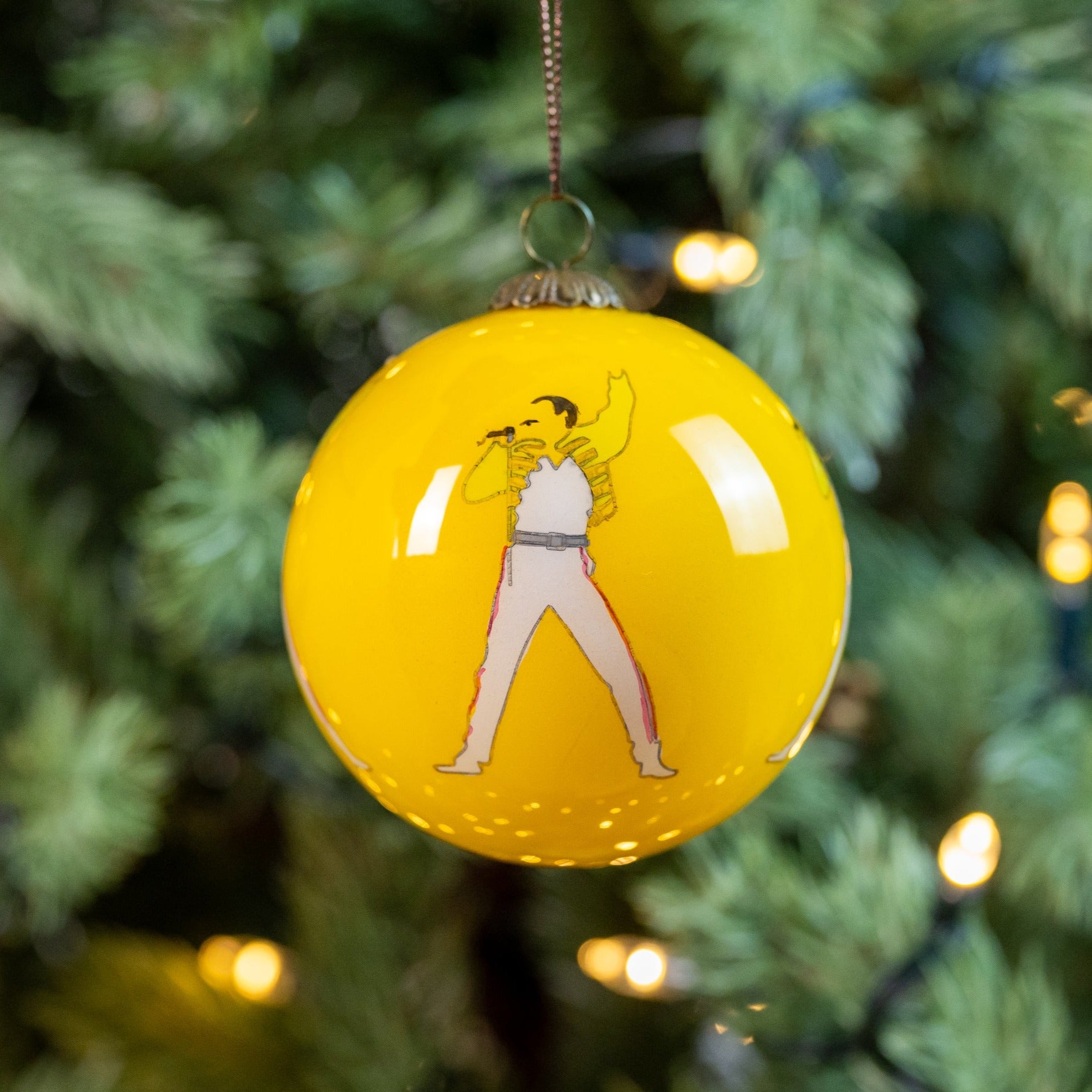 Freddie Mercury Hand Painted Glass Christmas Bauble