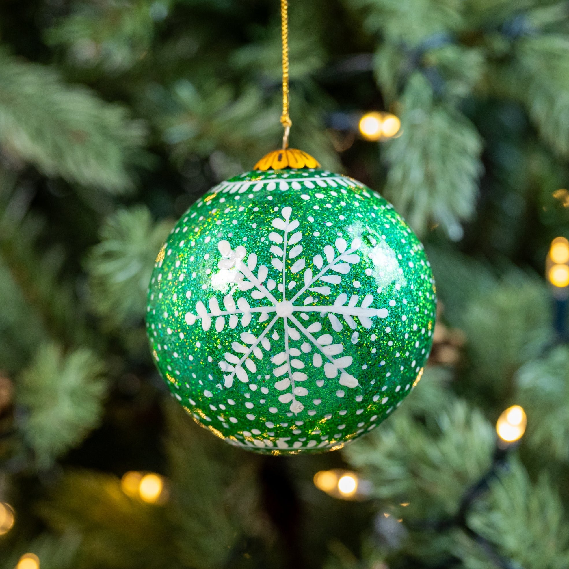 Frozen Green Hand Painted Christmas Bauble | British Red Cross Shop