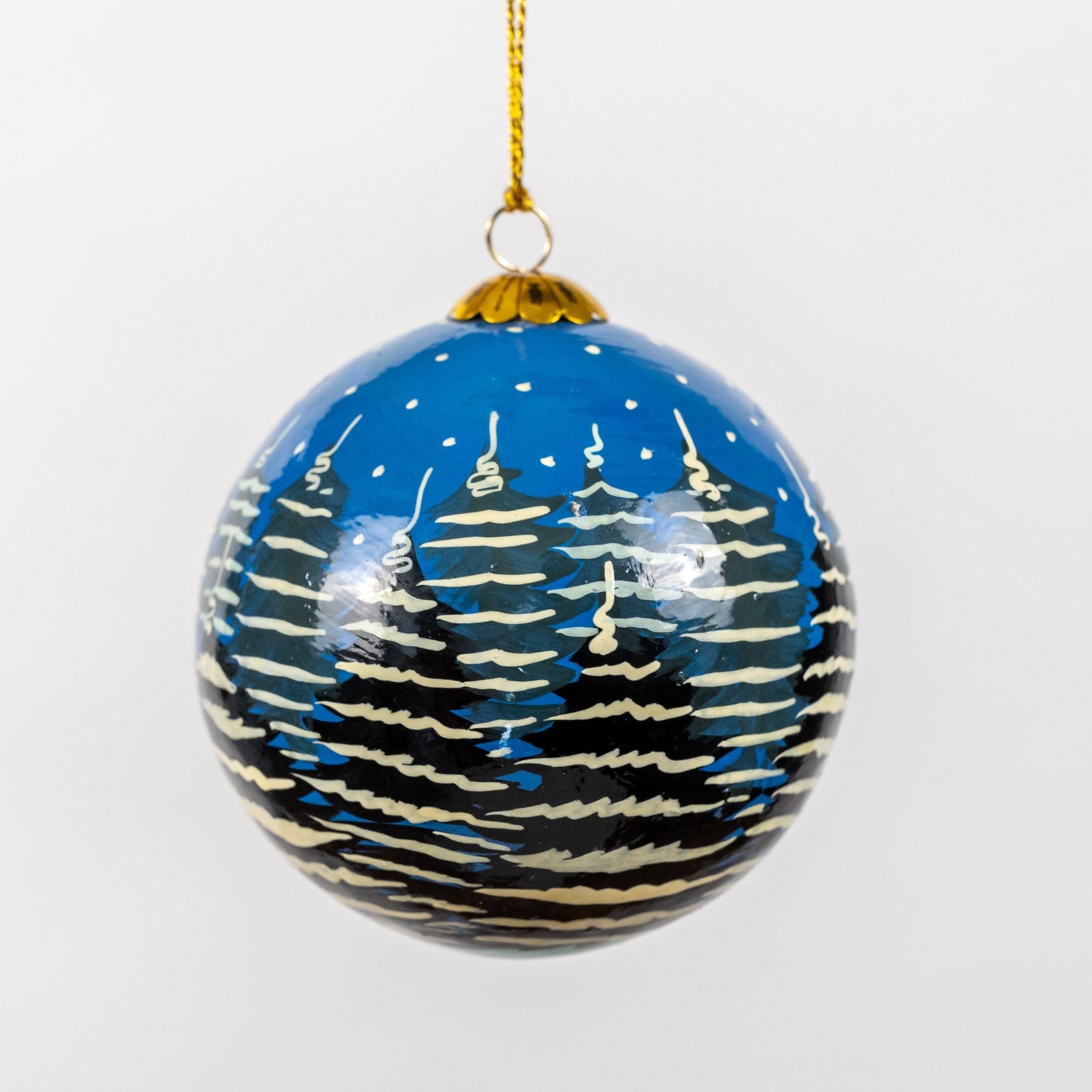 Winter Trees Hand Painted Christmas Bauble | British Red Cross Shop