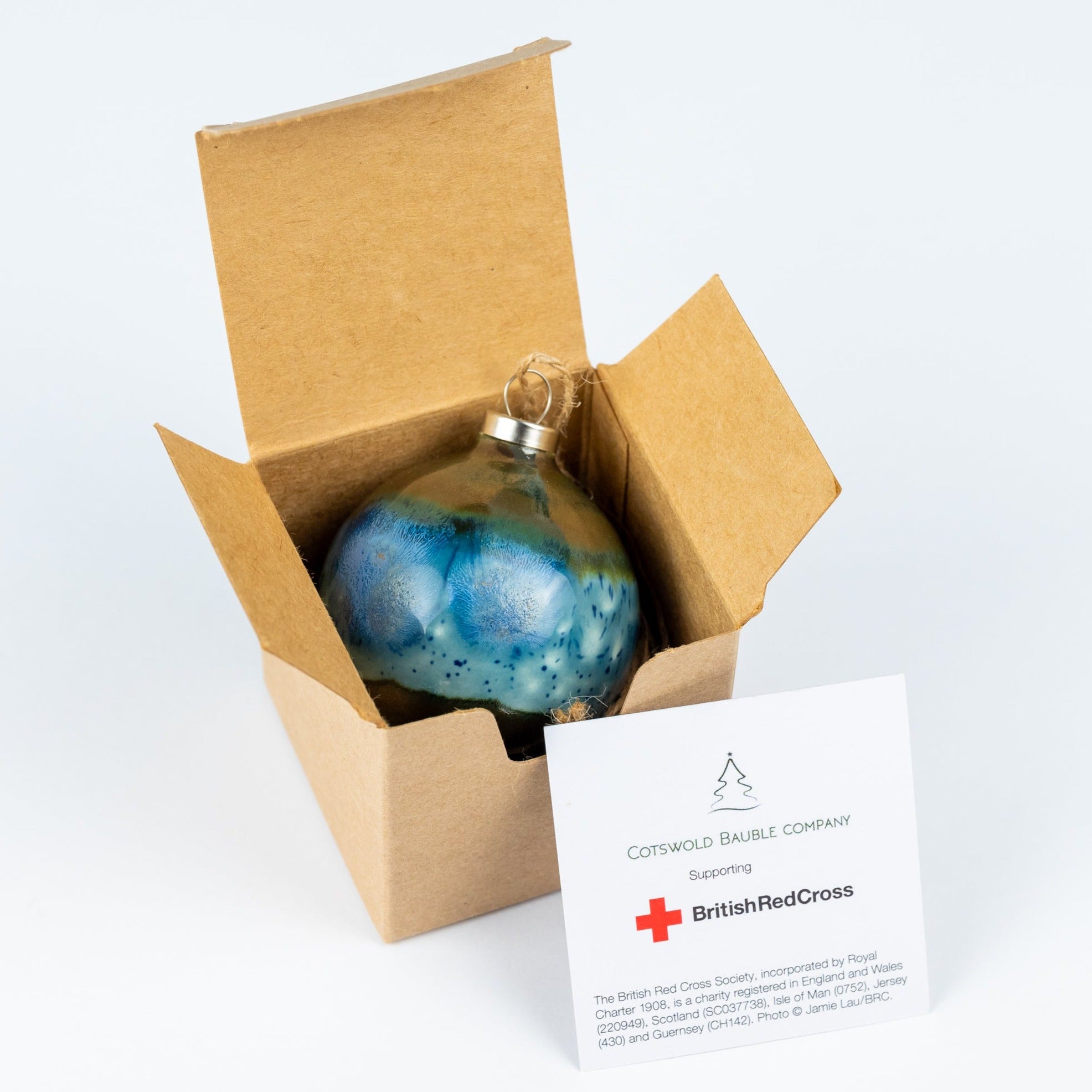 Blue & Grey Hand-Painted Ceramic Bauble | Diamond Shape