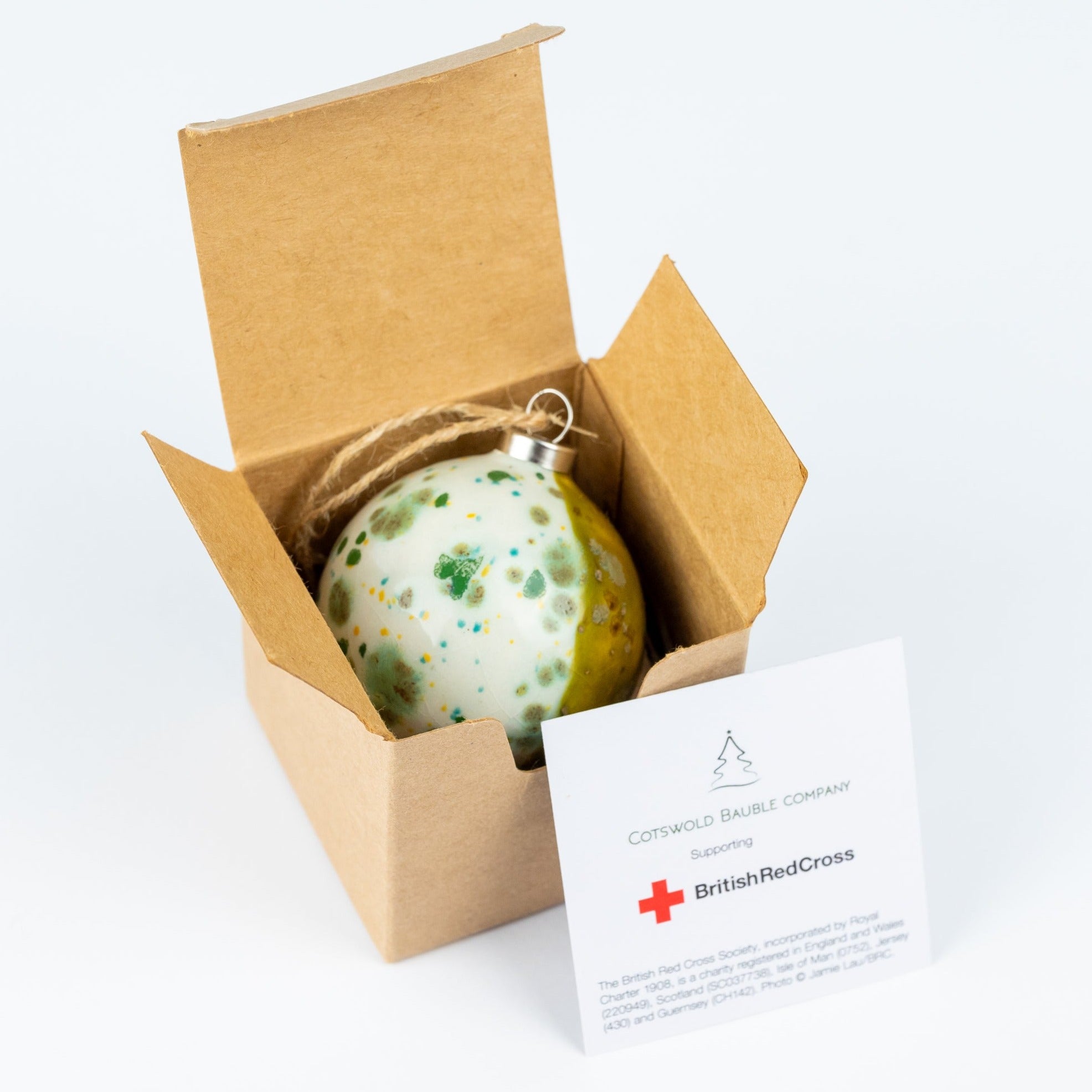 Green Hand-Painted Ceramic Bauble | Diamond Shape