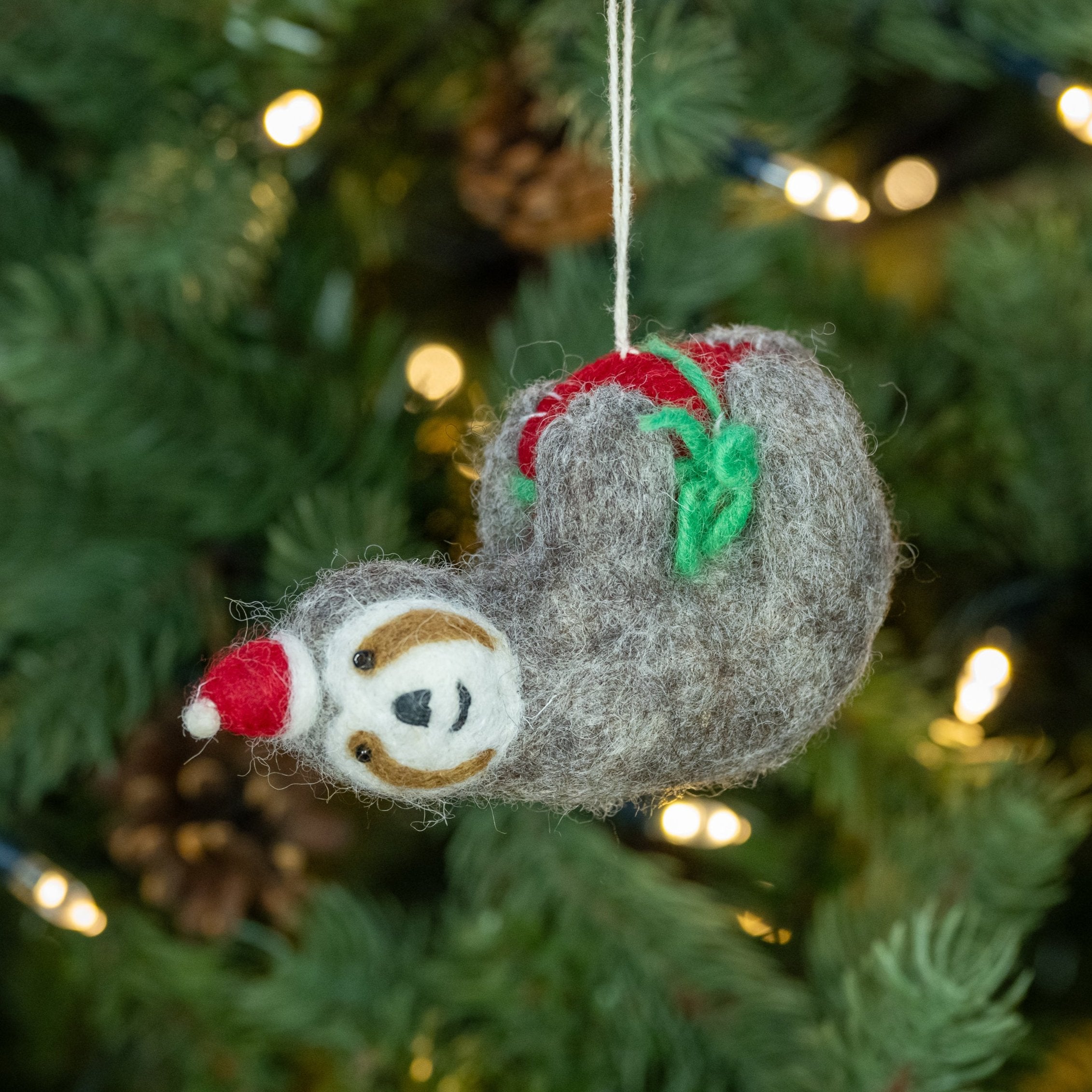 Sloth with Present | Handmade Christmas Decoration