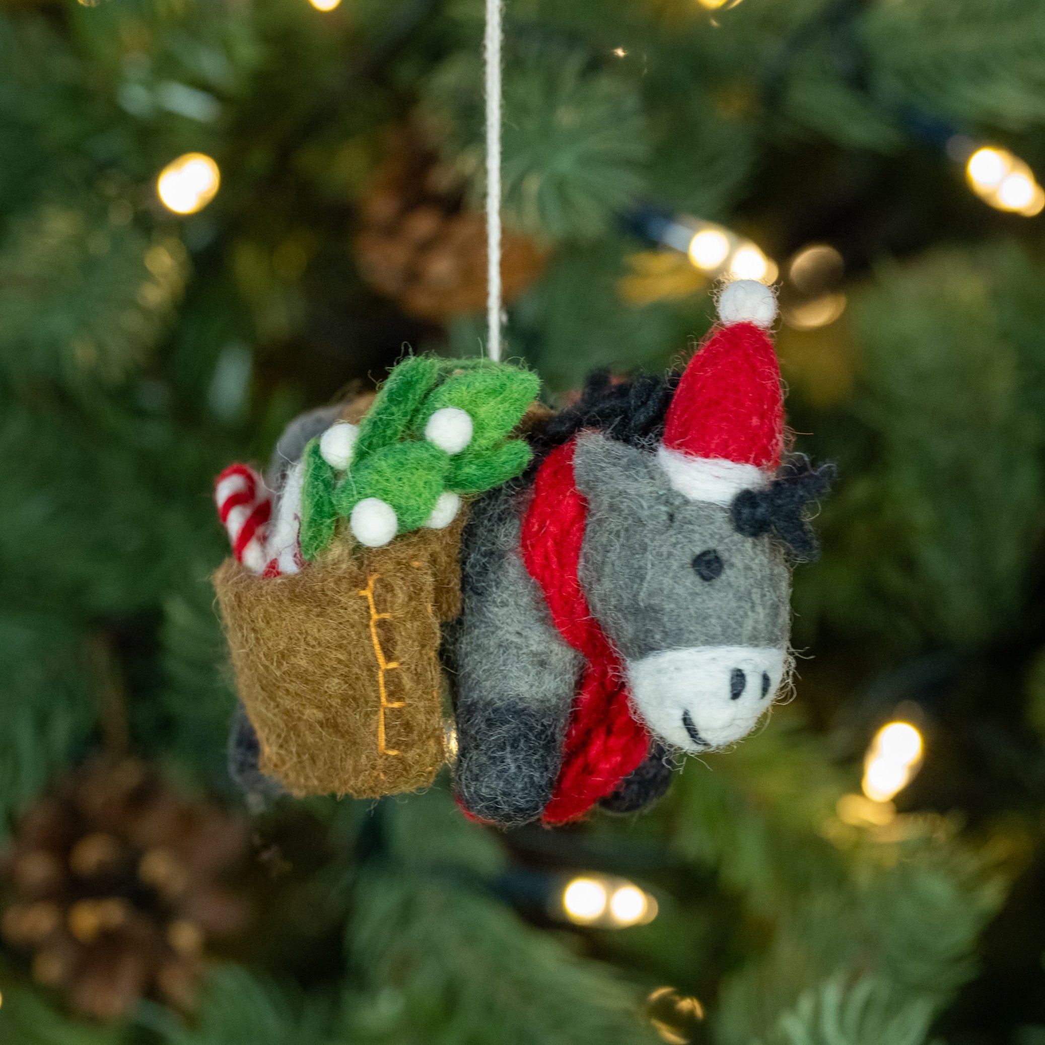 Donkey with Christmas Panniers | Handmade Christmas Decoration