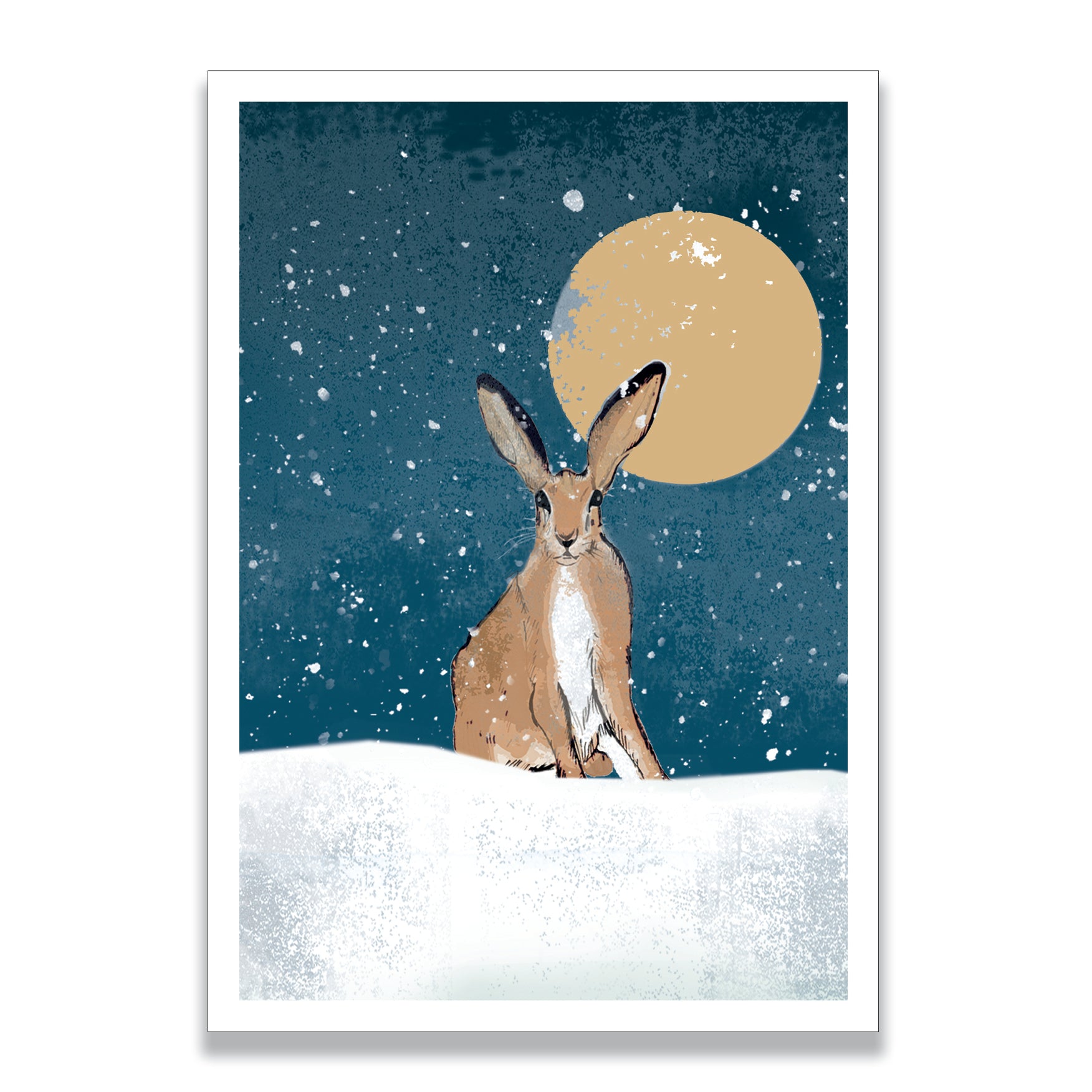 Hare Under Moonlight | Pack of 10 charity Christmas cards with envelopes