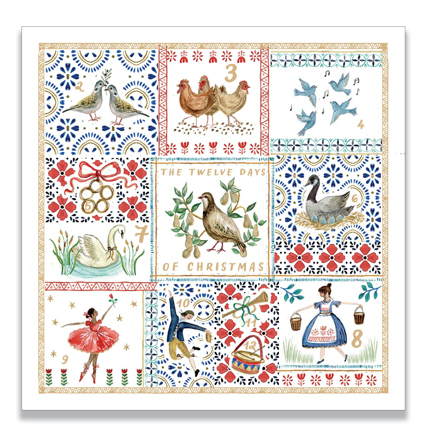 Twelve days of Christmas | Pack of 10 charity Christmas cards with envelopes