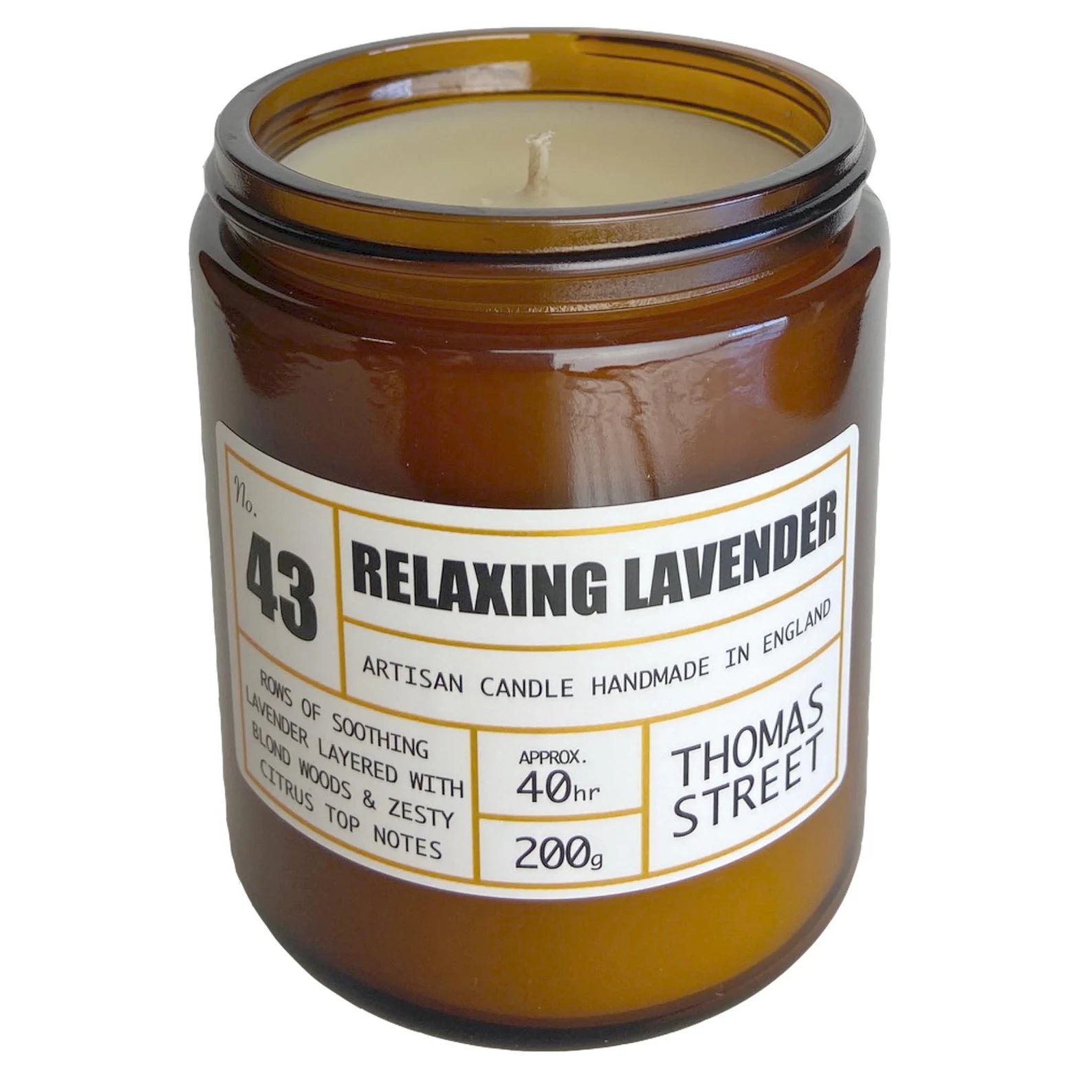 Thomas Street Relaxing Lavender Soy Wax Scented Candle 200g