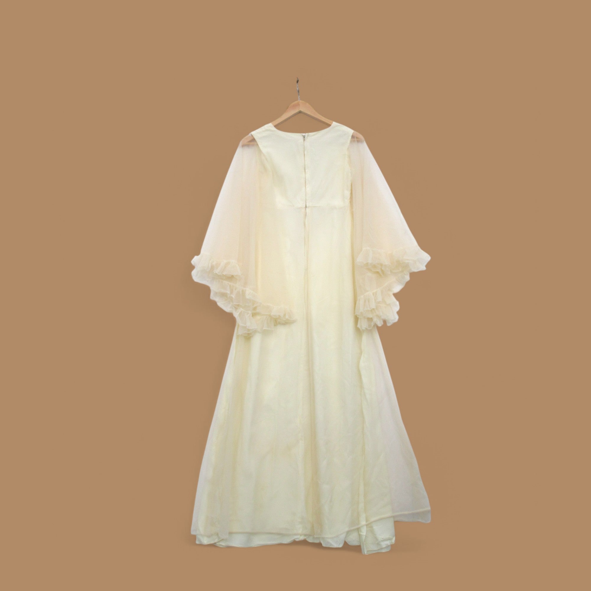 back image for Vintage Wedding Dress Champagne Small Chiffon Womenswear | Pre-loved