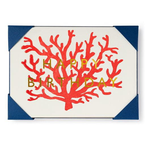 Coral- 5 pack Letterpress Happy Birthday Cards- Archivist