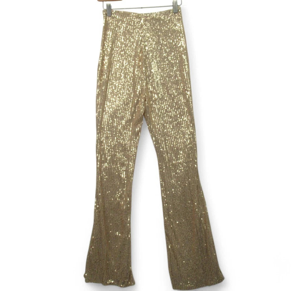 front image for Jaded Rose Trousers UK 8 Gold Sequin Womenswear - Preloved