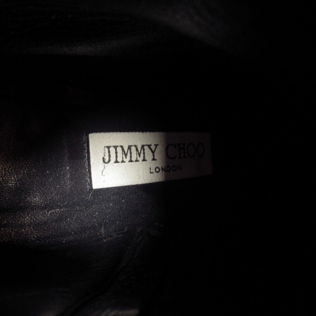 Jimmy Choo UK2 Denim Ankle Boots Booties Designer Gunmetal Studs Heels RRP £945