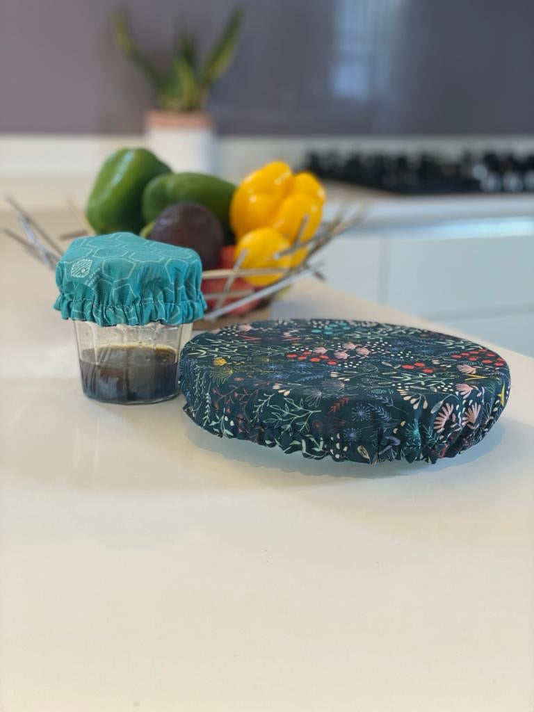 Reusable Cotton Bowl Covers – Green and Floral