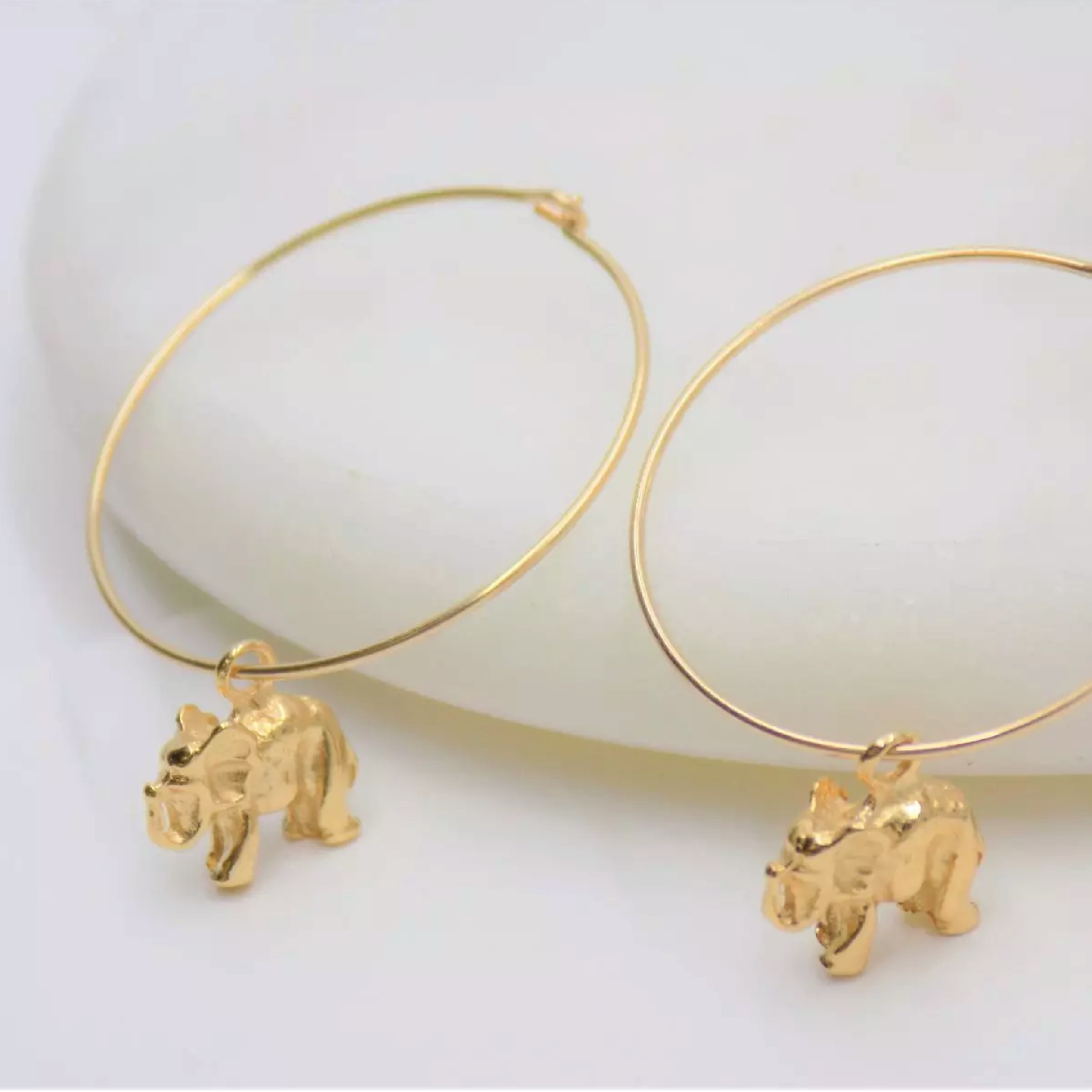 Gold elephant 2025 hoop earrings