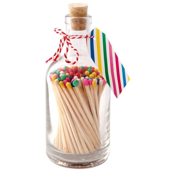 Archivist Multi Coloured Matches in Glass Bottle- 125 Long Matches