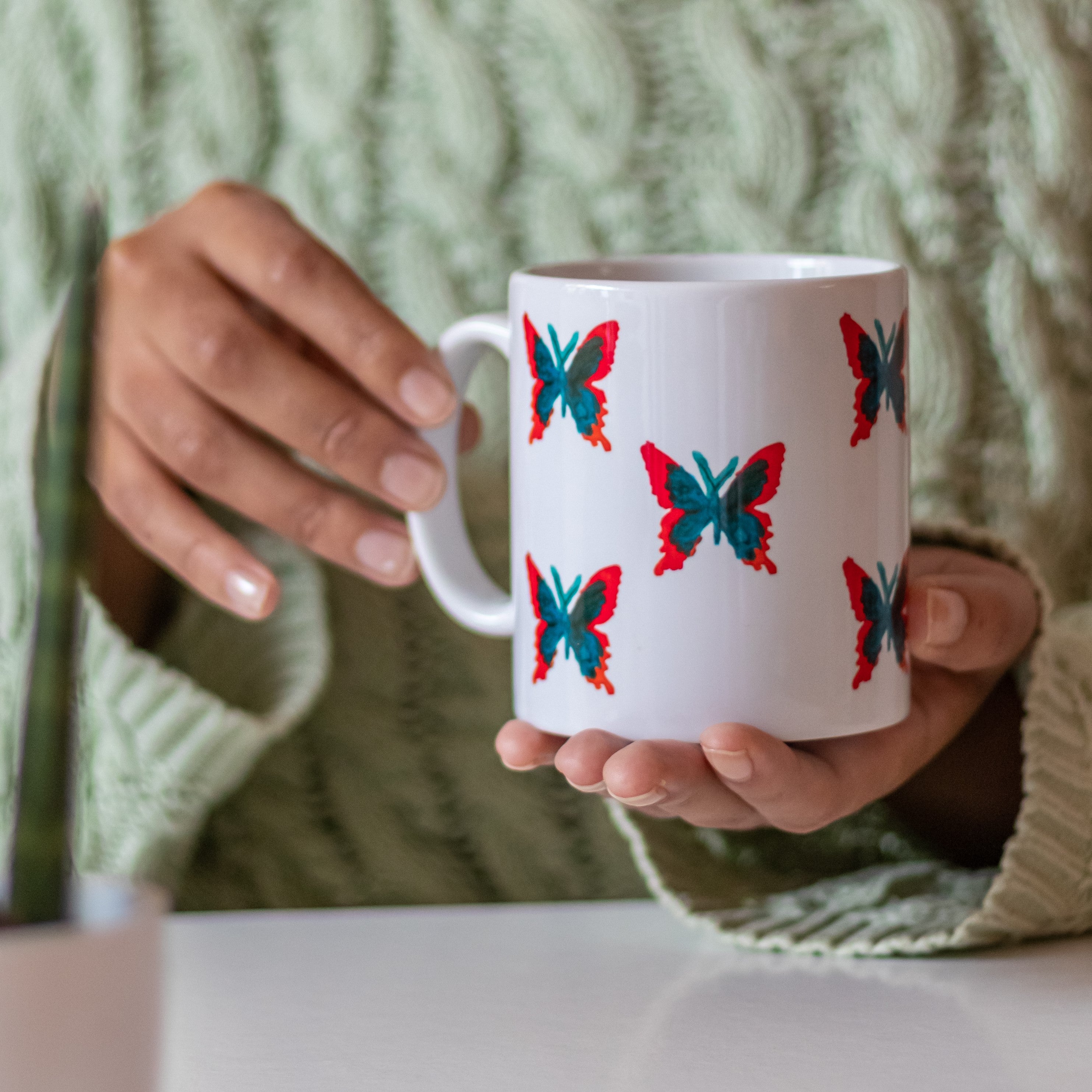 Designed by Refugees Butterfly Print Coffee Mug