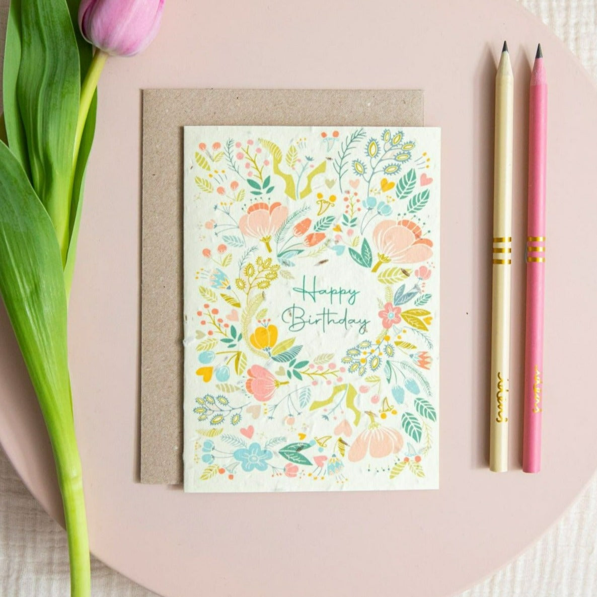 Birthday Flowers Recycled Plantable Seed Greetings Card