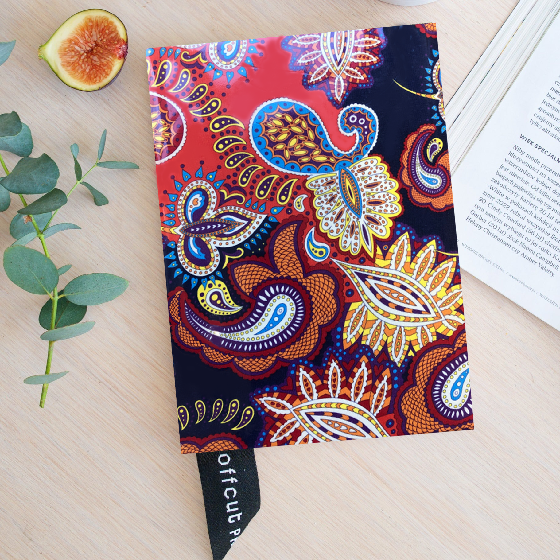 Premium Recycled Donated Fabric Large Paisley Print A5 Notebook