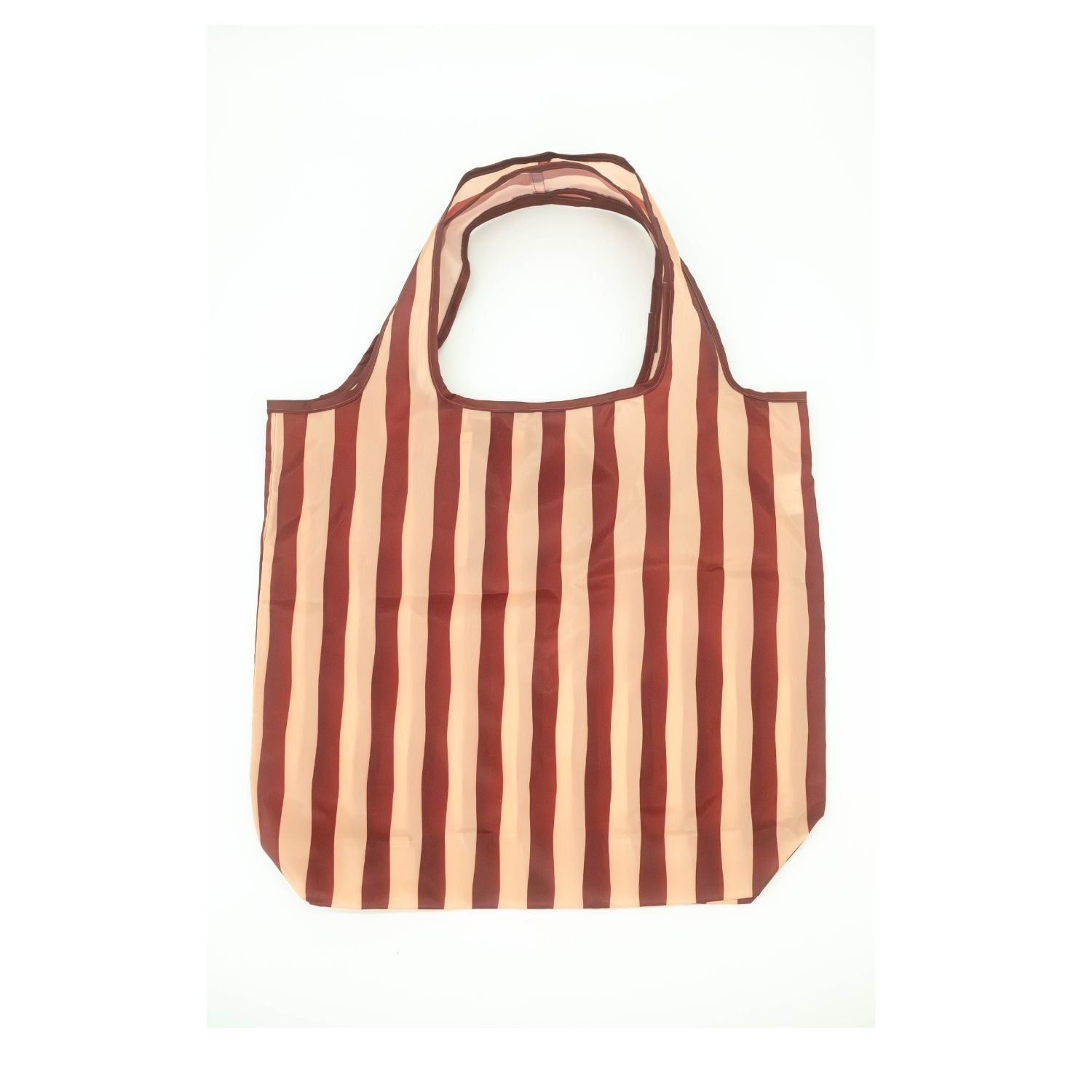 Pink/Burgundy striped packable bag