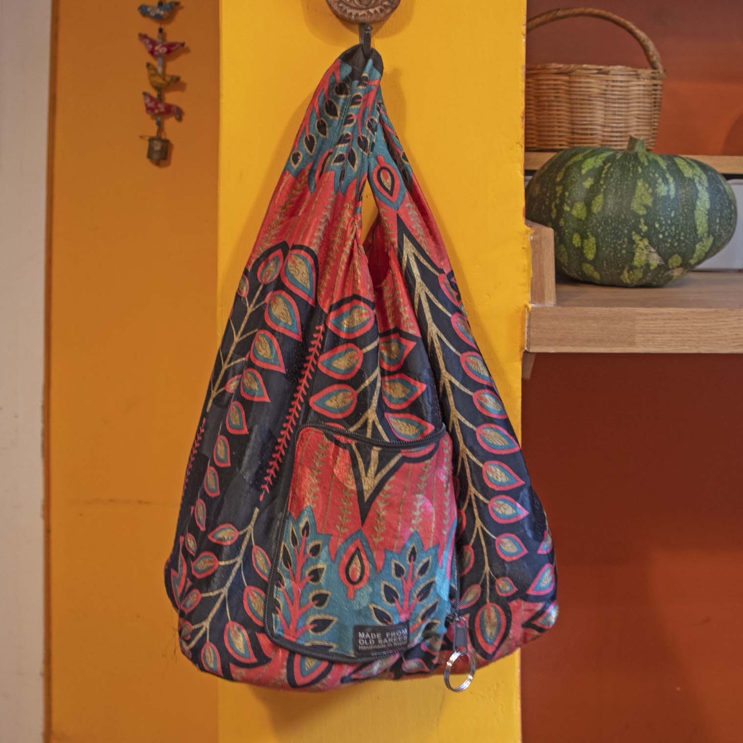 Recycled Sari Packable Shopping Tote Bag