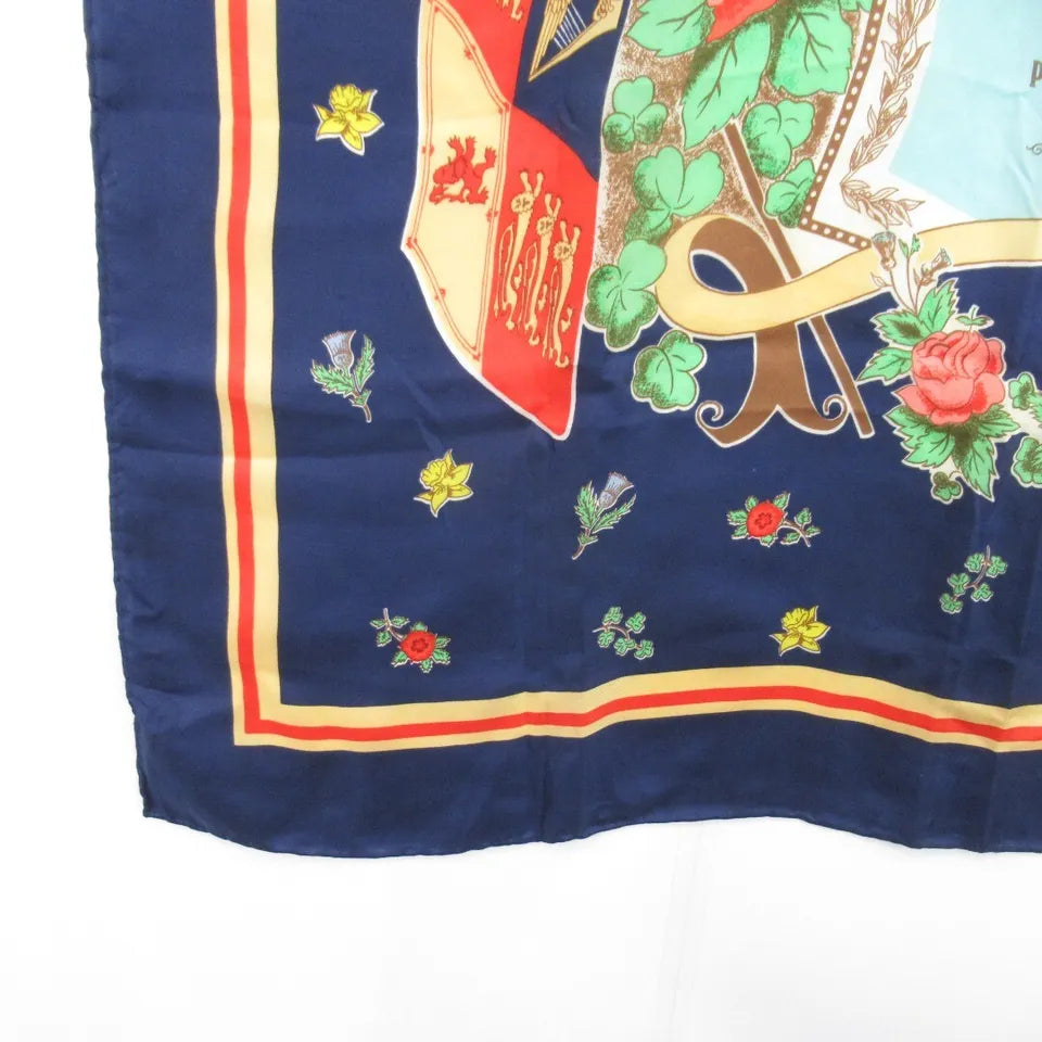 Corner image for Liberty Vintage 33"x35" Royal Silver Jubilee Silk Scarf Womenswear | Preloved 