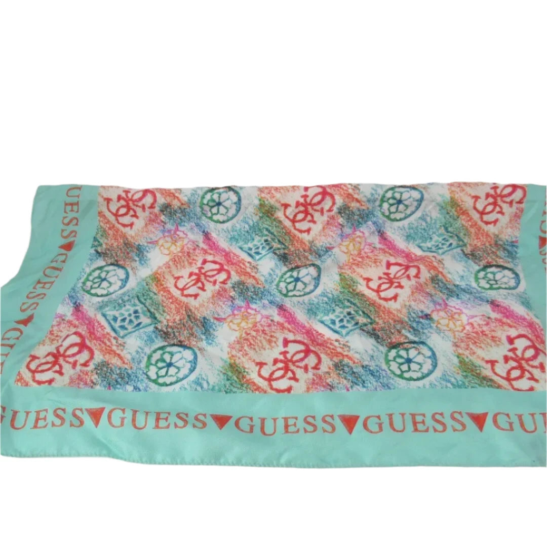 Front image for Guess 19"x19" Multicoloured Logo Head Scarf Womenswear | Preloved 