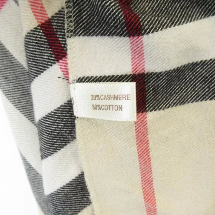 Care label image for Unbranded 25"x65" Beige Check Pom Pom Shawl Scarf Womenswear | Preloved 