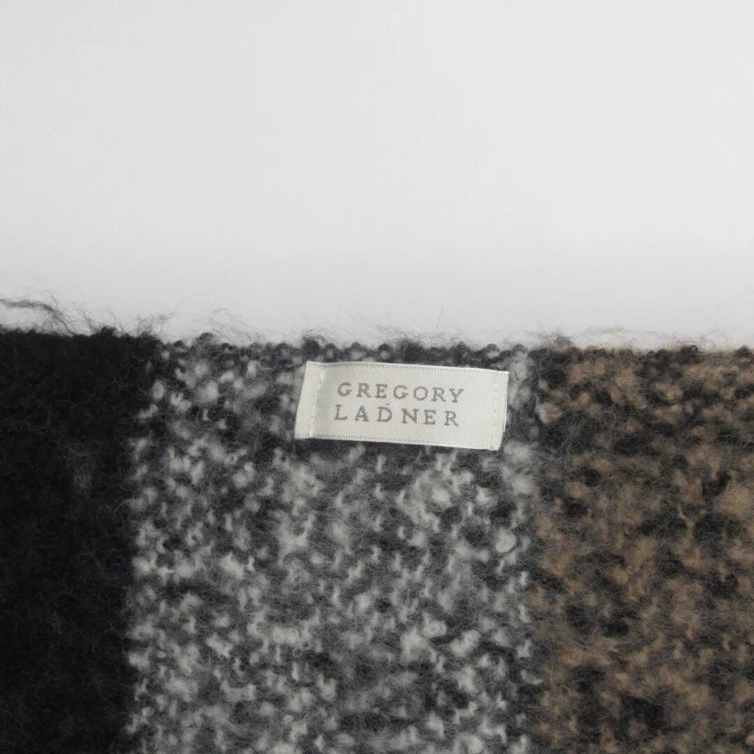 Brand label image for Gregory Ladner 19"x74"Brown Check Wool Scarf Womenswear | Preloved