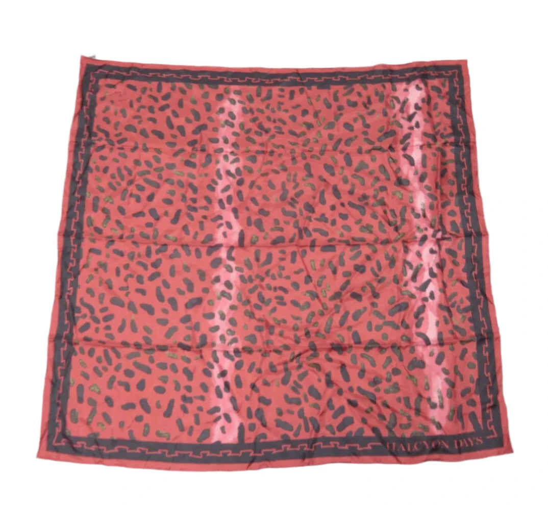 Front image for Halycon Days 35"x35" Red Animal Print Silk Scarf Womenswear | Preloved 