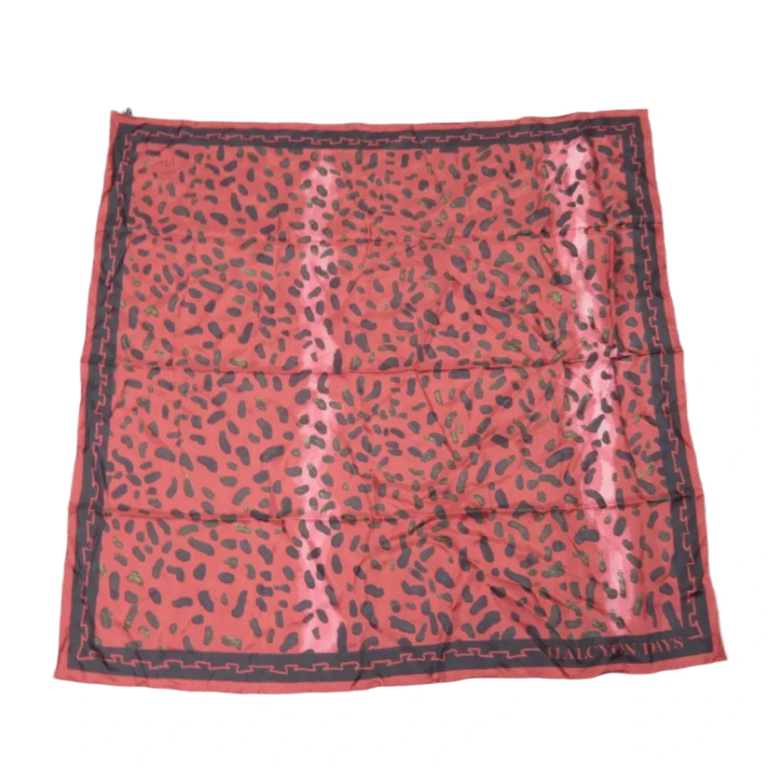 Front image for Halycon Days 35"x35" Red Animal Print Silk Scarf Womenswear | Preloved 