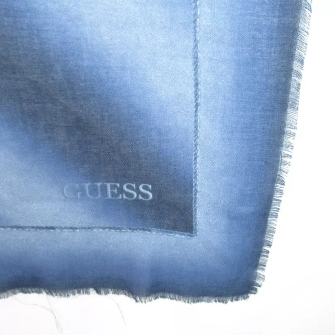 Corner image for Guess 46"x46" Blue Square Scarf Logo Print Womenswear | Preloved 