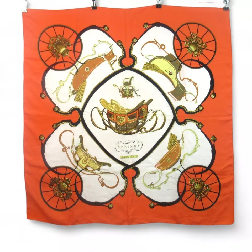 Front image for Hermes 34"x34" Orange Silk Scarf Authenticated Womenswear | Preloved