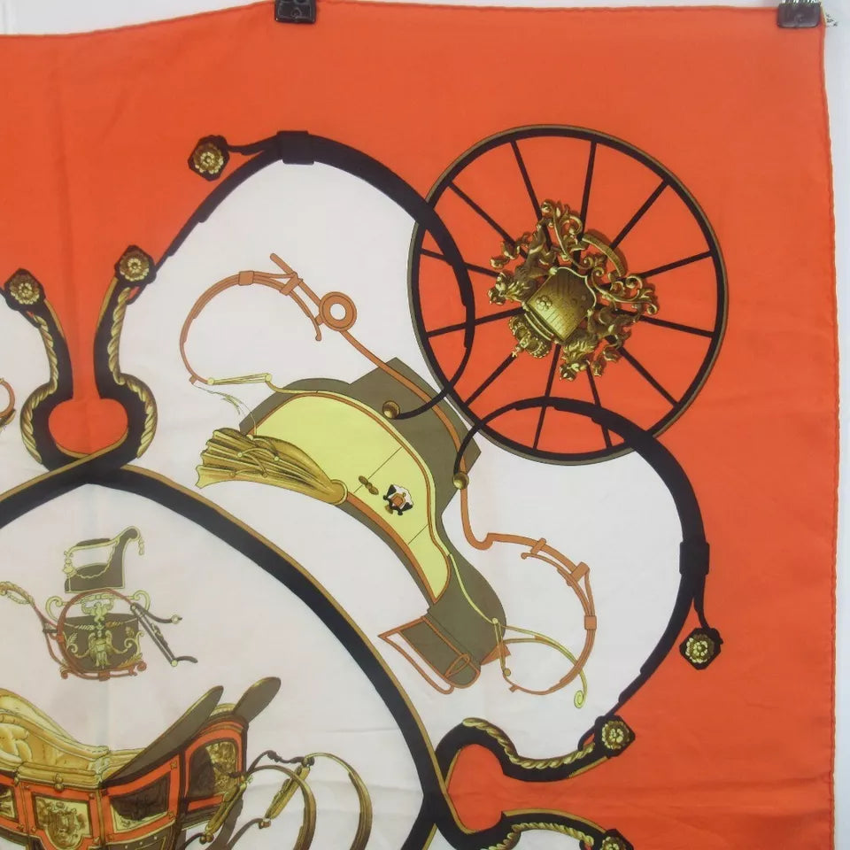 Close up image for Hermes 34"x34" Orange Silk Scarf Authenticated Womenswear | Preloved