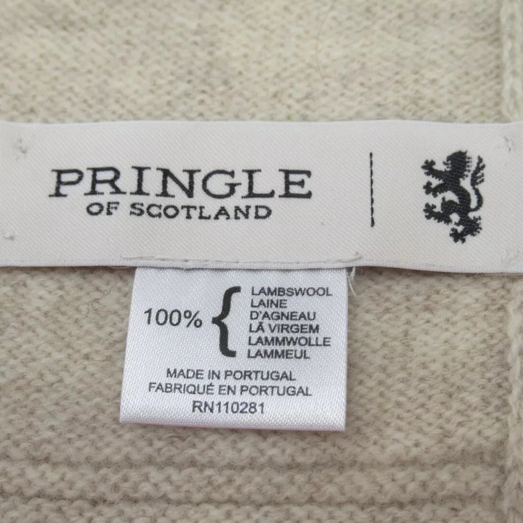 Pringle Of Scotland 9.5"x32" Beige Lambs Wool Scarf Menswear | Preloved