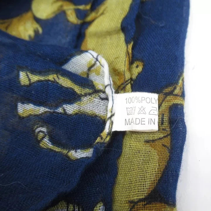 Care label image for Unbranded 36"x72" Blue Horse Print Scarf Shawl Womenswear | Preloved