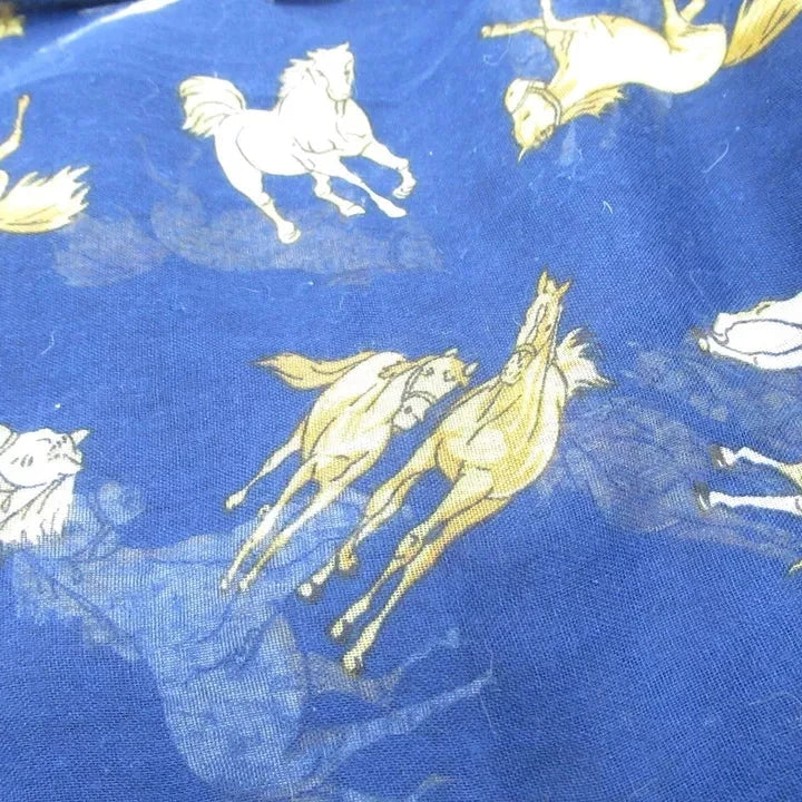 Close up image for Unbranded 36"x72" Blue Horse Print Scarf Shawl Womenswear | Preloved