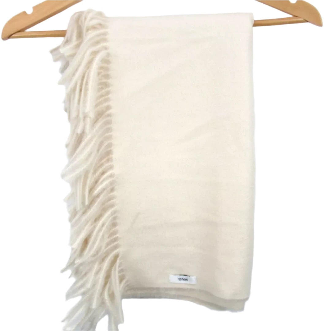 Front image for MNG Mango 28"x78" Cream Soft Scarf Shawl Womenswear | Preloved