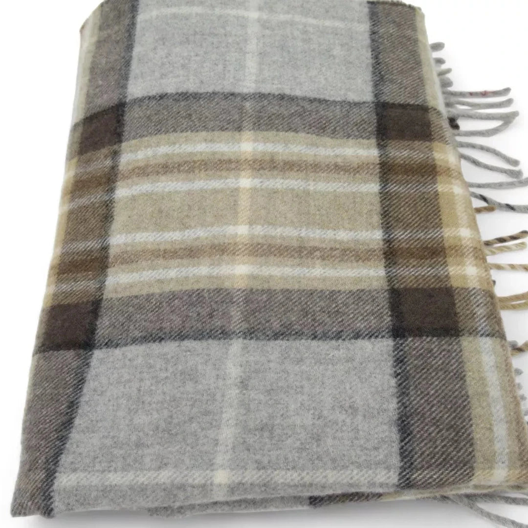 Side image for Highland Store 24"x68" Brown Tartan Scarf Shawl Menswear | Preloved