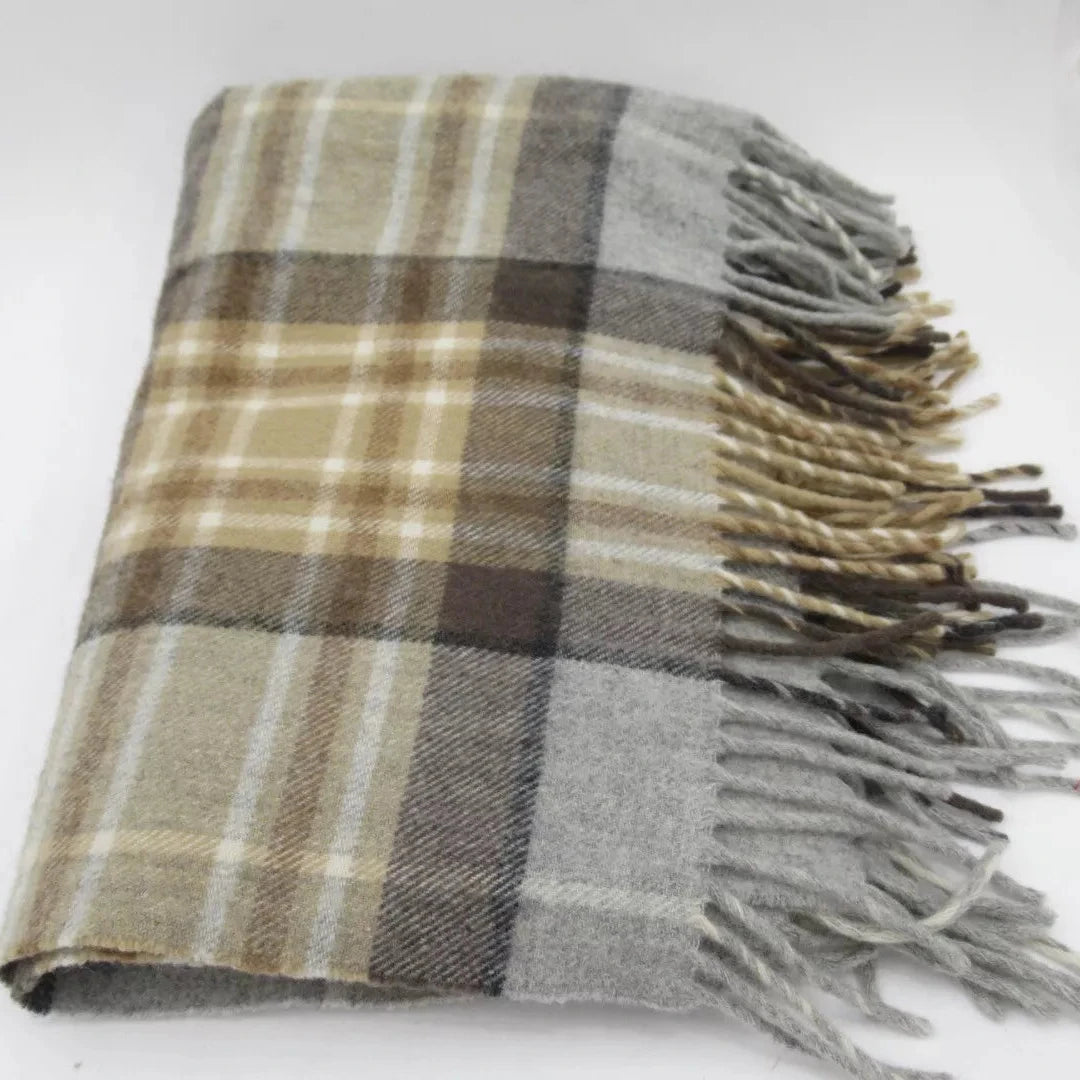 Folded image for Highland Store 24"x68" Brown Tartan Scarf Shawl Menswear | Preloved