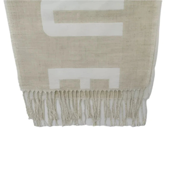 Bottom image for Magnifique 17"x72" Beige Logo Scarf Wrap Womenswear | Preloved