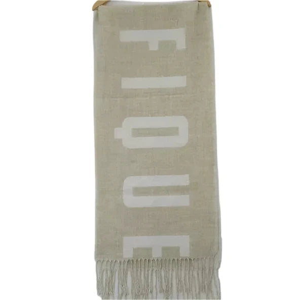 Logo image for Magnifique 17"x72" Beige Logo Scarf Wrap Womenswear | Preloved