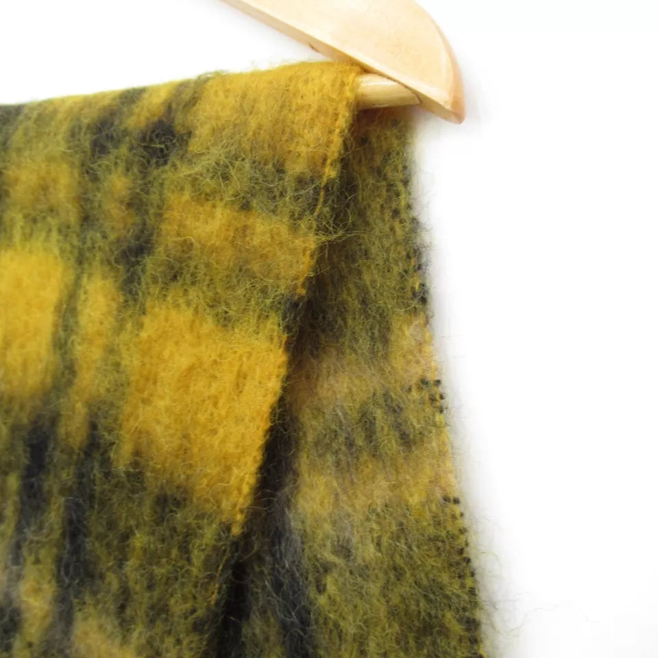 Close up image for Toast 14"x80" Yellow Black Tartan Mohair Scarf Menswear | Preloved