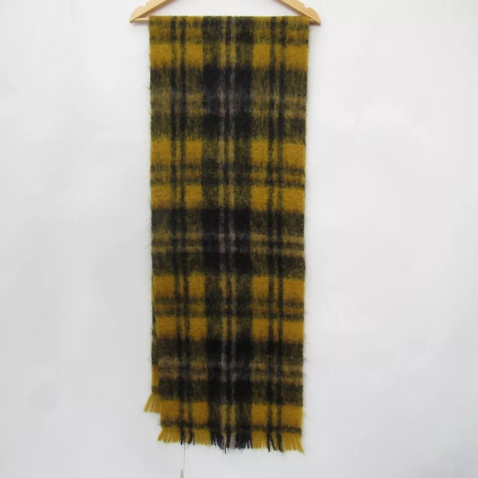 Back image for Toast 14"x80" Yellow Black Tartan Mohair Scarf Menswear | Preloved