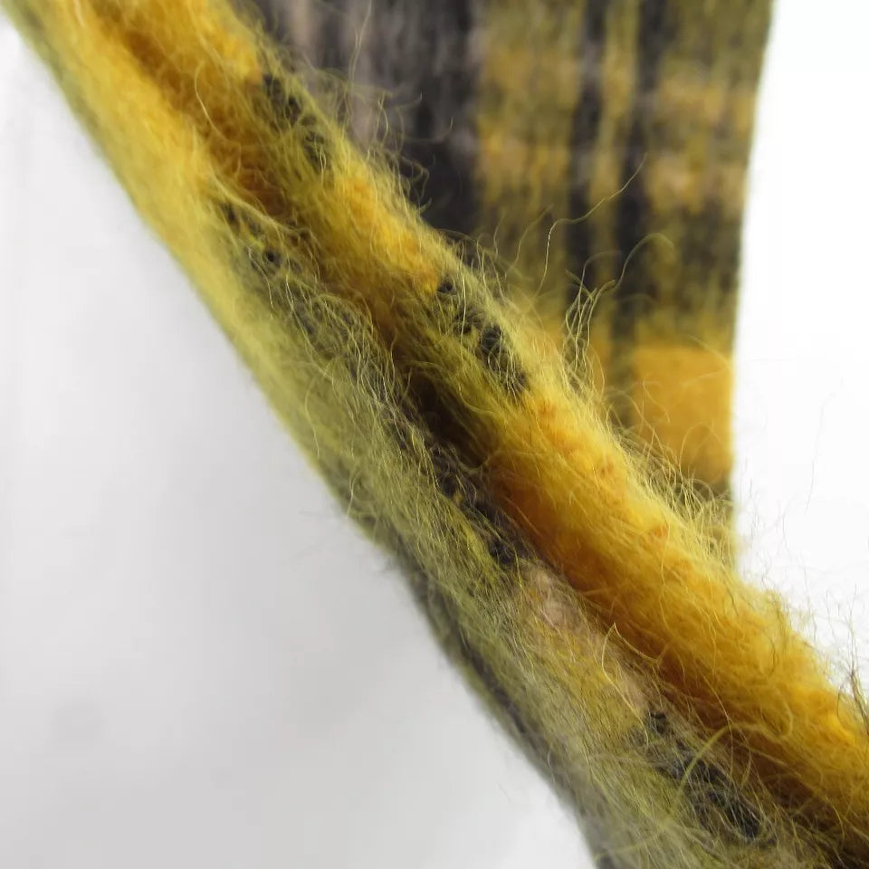 Close up image for Toast 14"x80" Yellow Black Tartan Mohair Scarf Menswear | Preloved