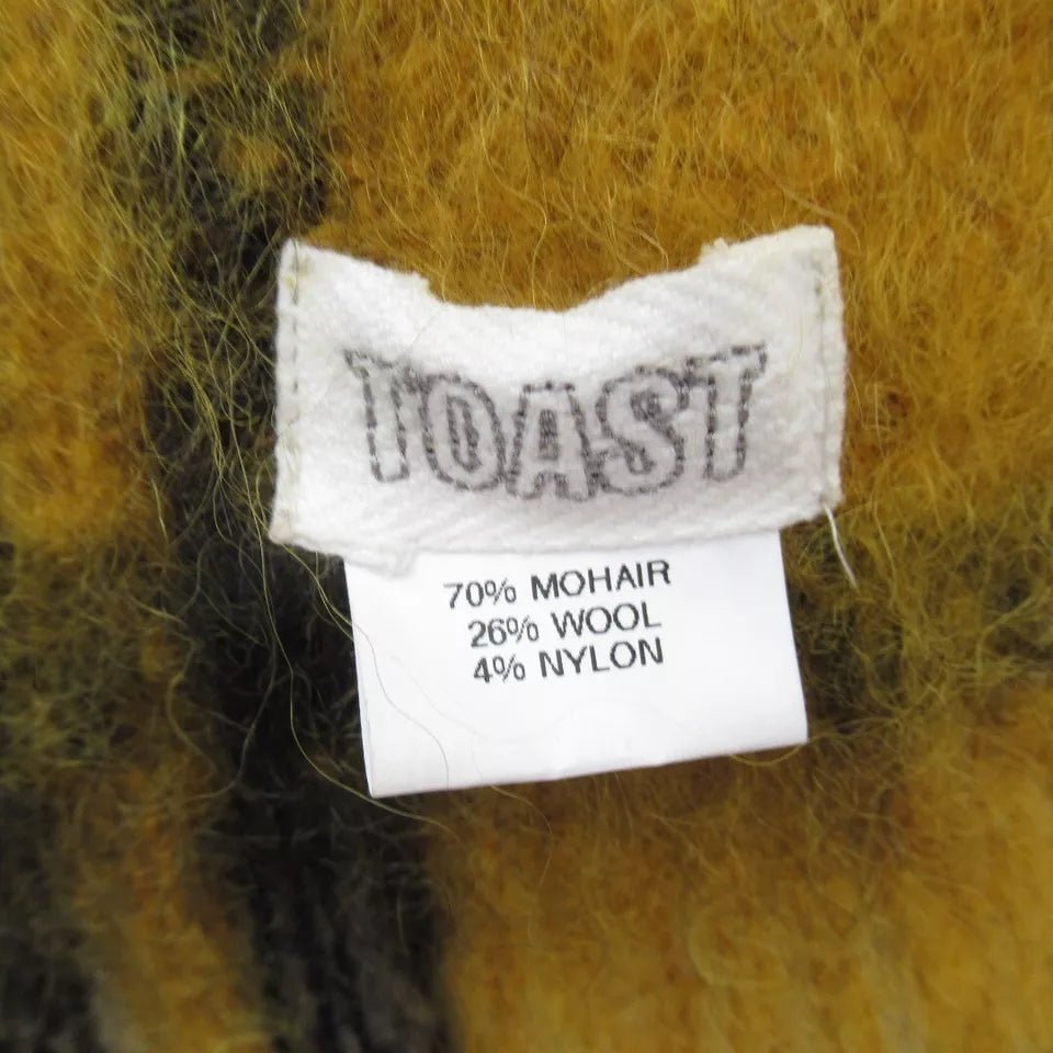 Care label image for Toast 14"x80" Yellow Black Tartan Mohair Scarf Menswear | Preloved