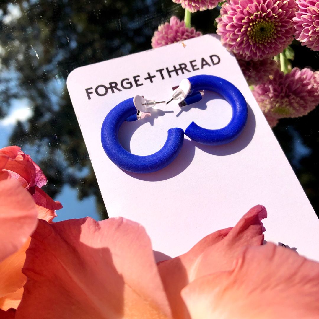 Small Blue Hoop Earrings | Forge + Thread