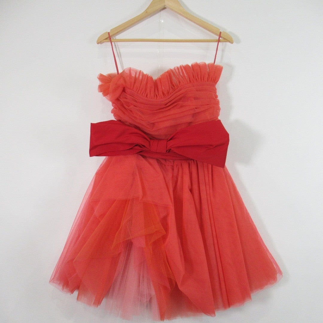 front image for Carolina Herrera UK8 Red Strapless Mini Dress Ruffle Womenswear | Pre-loved