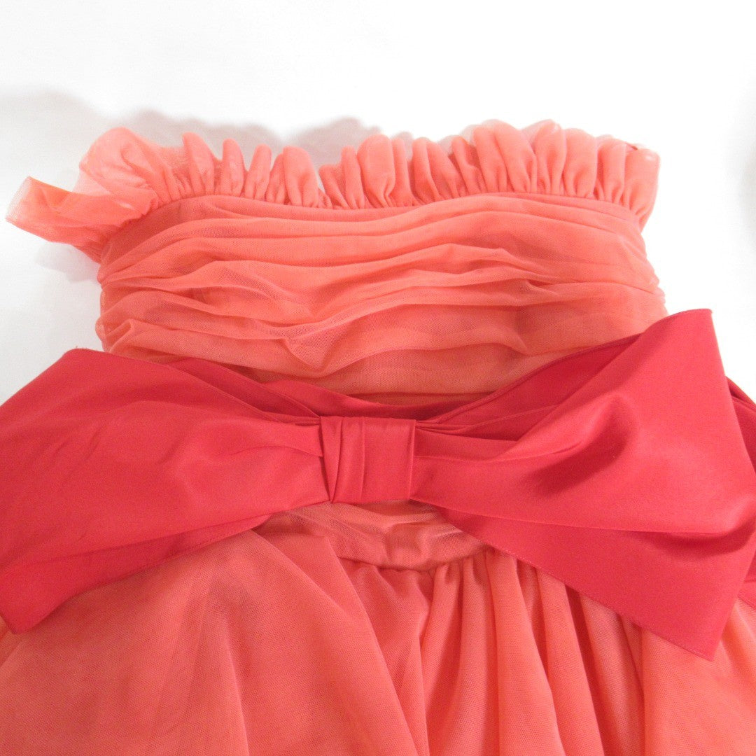 bow image for Carolina Herrera UK8 Red Strapless Mini Dress Ruffle Womenswear | Pre-loved