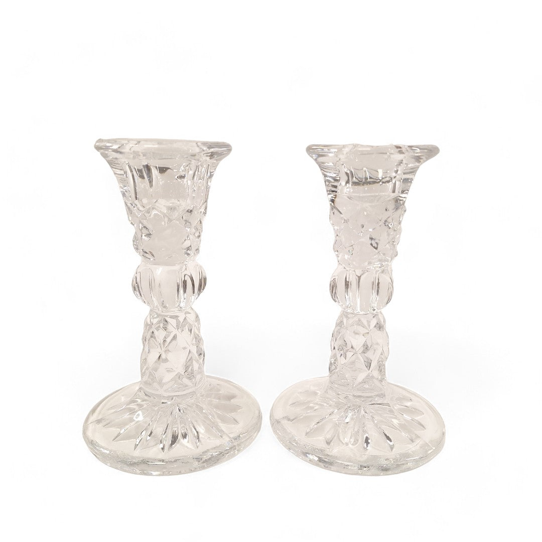 Front image of Glass Candlesticks Pair