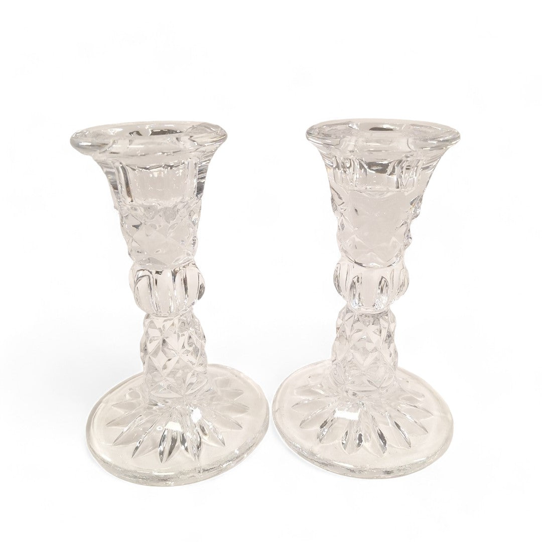 Side image of Glass Candlesticks Pair